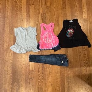 girls 3T spring clothing jeans tank top Hudson Dori Creations rock n roll peace